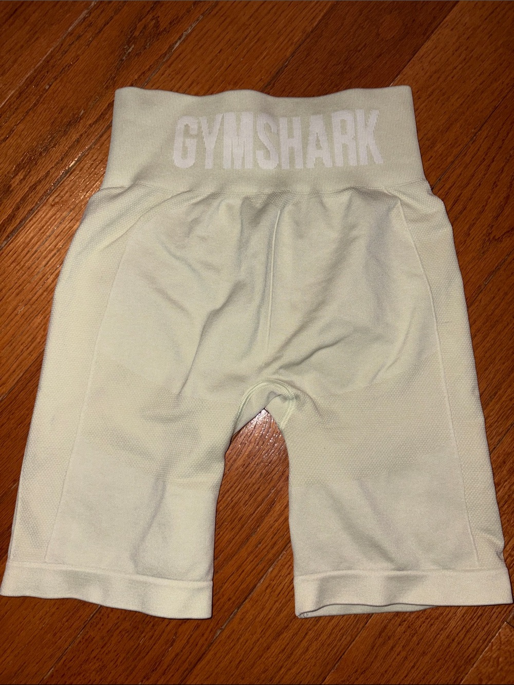 Gymshark Cream High-Rise Seamless Bike Shorts with Logo Waistband